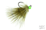 Montana Fly Company &ndash; Ice &ndash; Off Jig &ndash; Olive/Chartreuse Bead #08 4.3mm