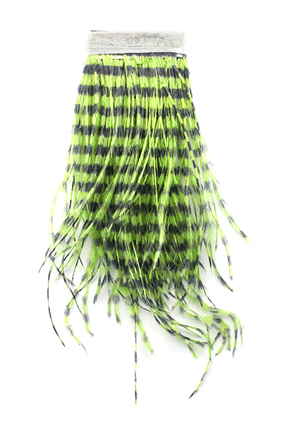 Montana Fly Company – Strung Barred Ostrich – Chartreuse/Black (5 Inch. Strip)