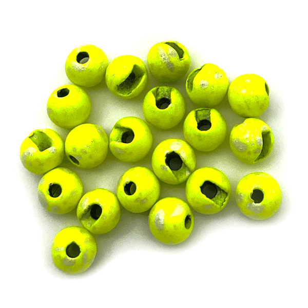 Montana Fly Company – Slotted Tungsten Beads – Mottled Matte Chartreuse